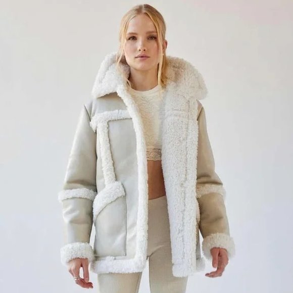 Urban Outfitters Jackets & Blazers - Urban Outfitters Willa Faux Leather Fur Sherpa Jacket Coat